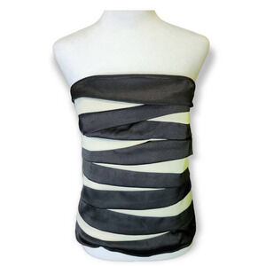 Charlotte Russe Bandage Strapless‎ Corset Black White Size Large